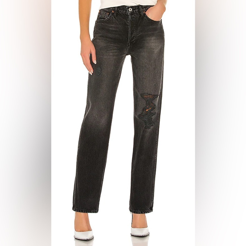RE/DONE High Rise‎ Loose Distressed Straight Leg Jeans NWT Size 24